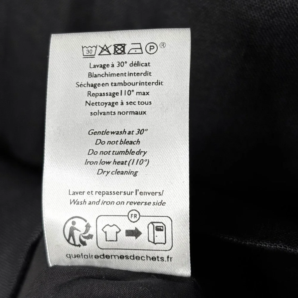 Sezane Editions Armida Dress Size 36/4 Black Linen Puff Sleeve Tie Back Mini - Picture 13 of 15